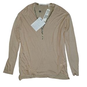 NWT Dorothee Schumacher Rhinestone Y Neckline Top Size L